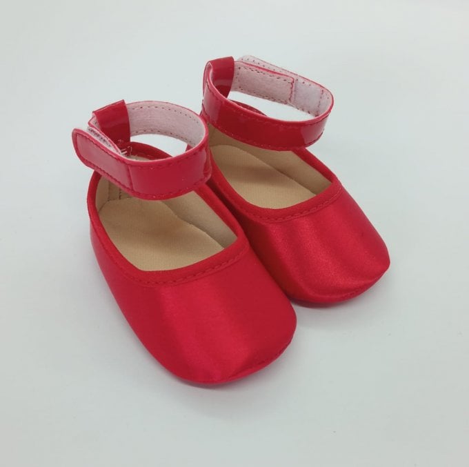 Sapatinho Cetim Tornozeleira Vermelho 