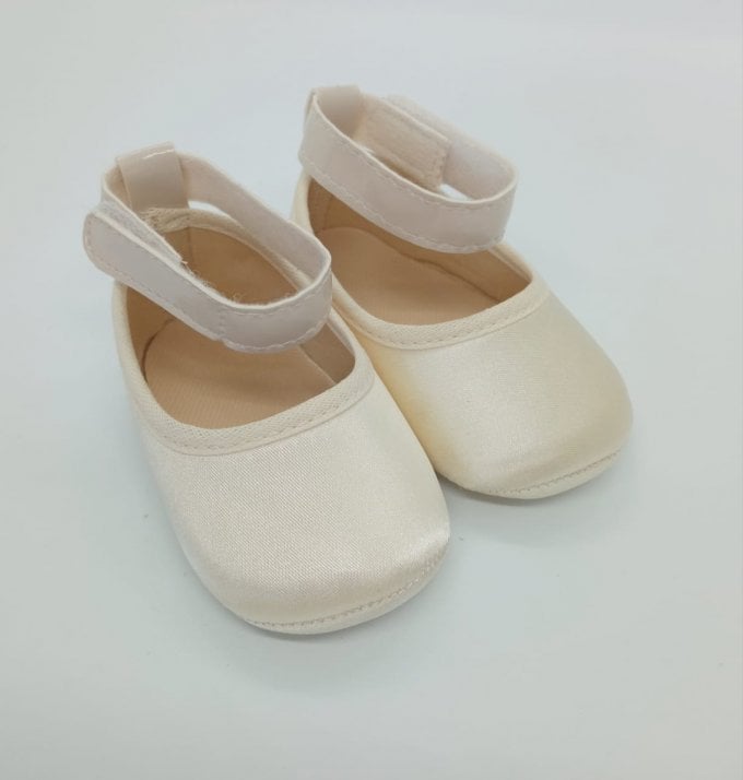 Sapatinho Cetim Tornozeleira Marfim 