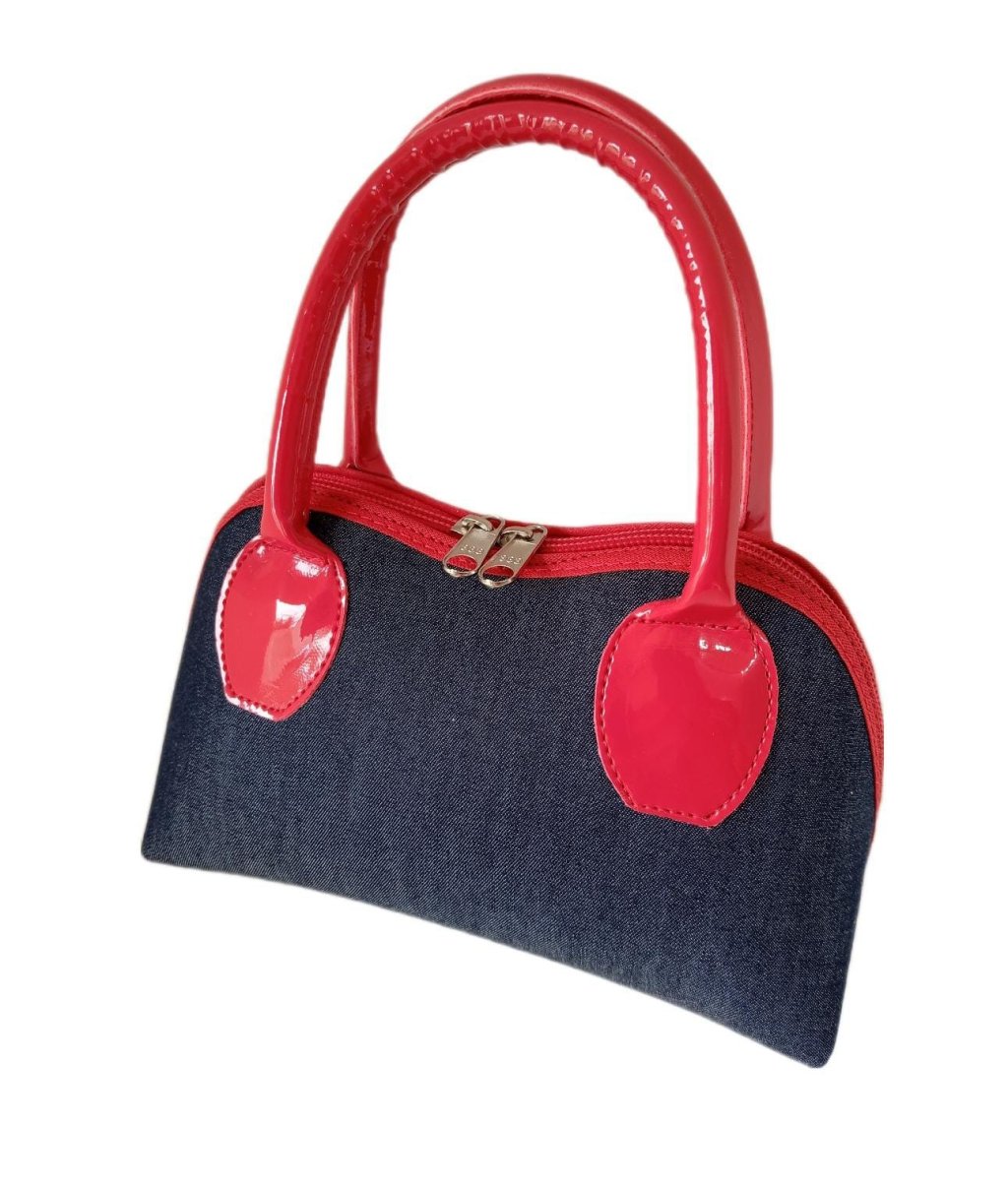 Bolsinha de Mão Jeans com Vermelho 