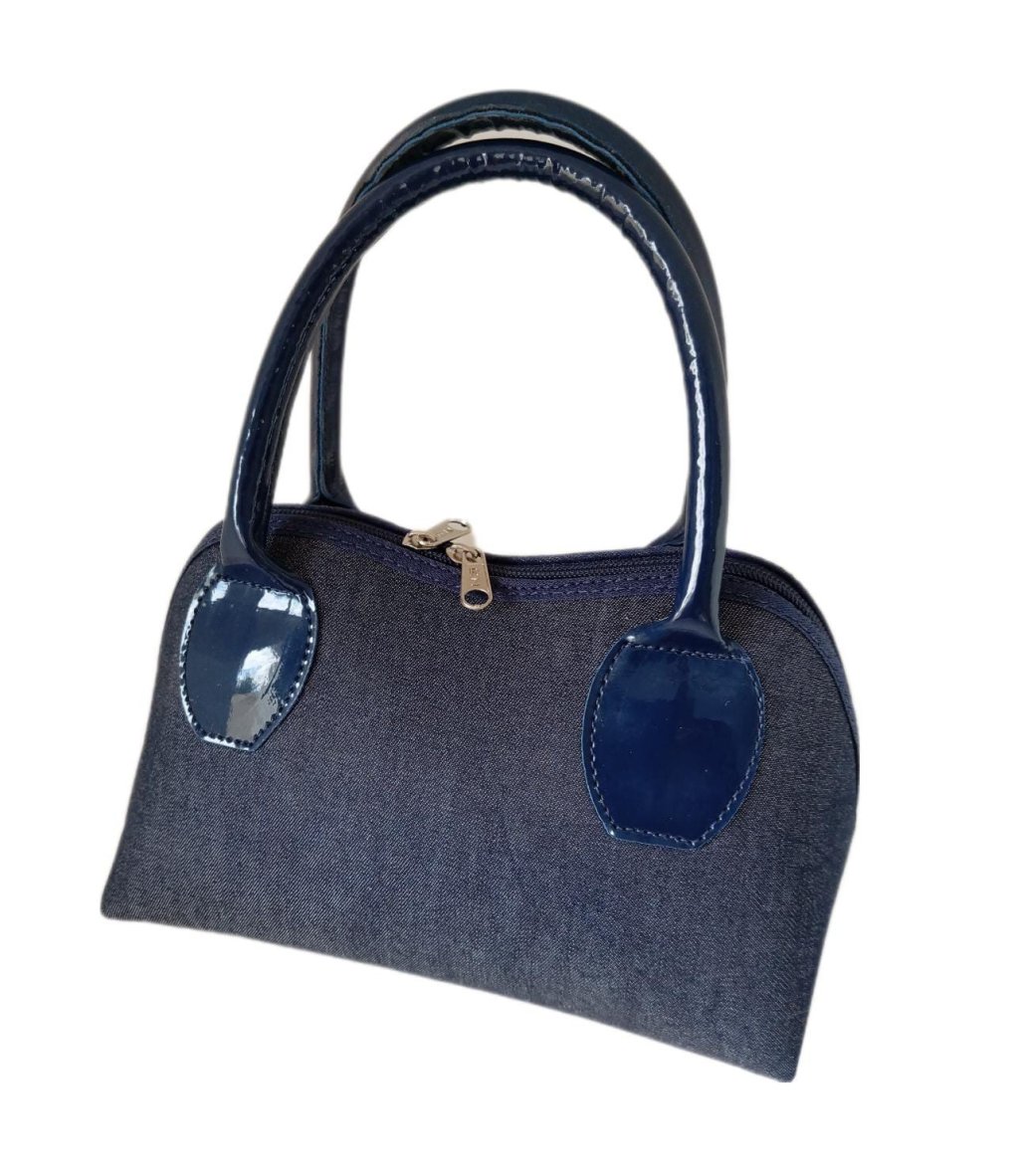 Bolsinha de Mão Jeans com Azul Marinho 