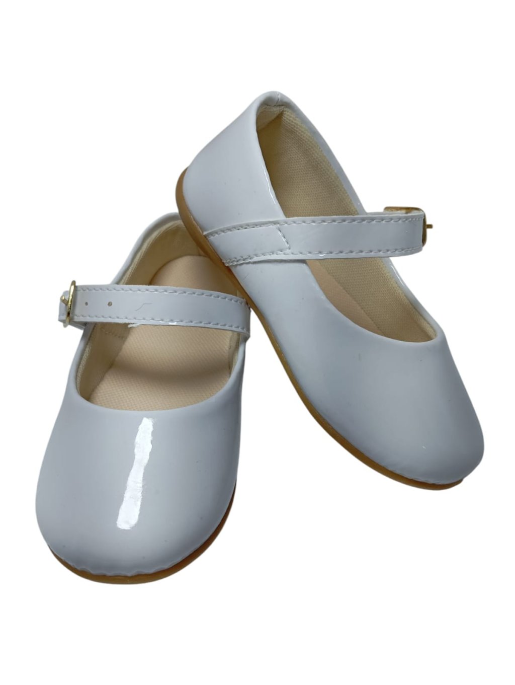 Sapatinho Verniz BRANCO com Sola de Borracha Antiderrapante (fivela)