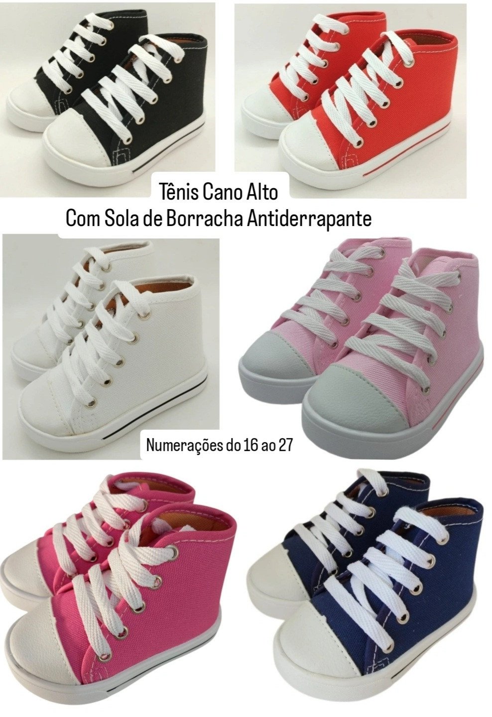 Tênis Cano Alto com Sola de Borracha Antiderrapante 