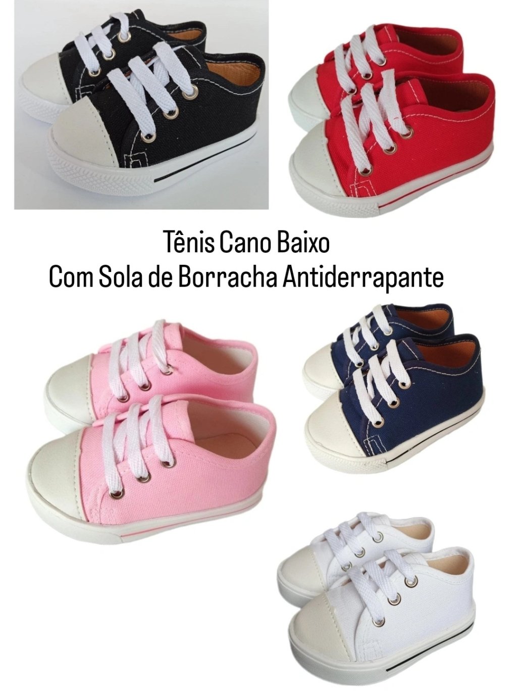 Tênis Cano Baixo com Sola de Borracha Antiderrapante 