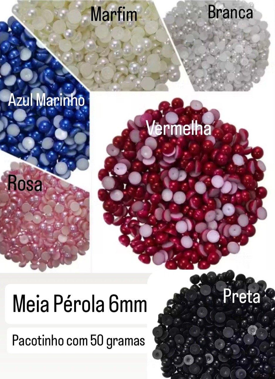 Meia Pérola 6mm(milímetros) 50 gramas