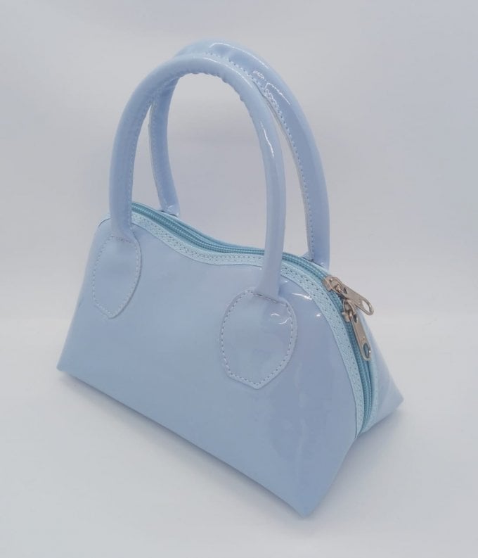 Bolsinha de Mão Verniz Azul Claro 