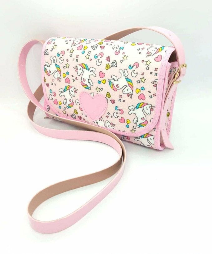 Bolsinha Charminho Estampada Unicórnio Rosa
