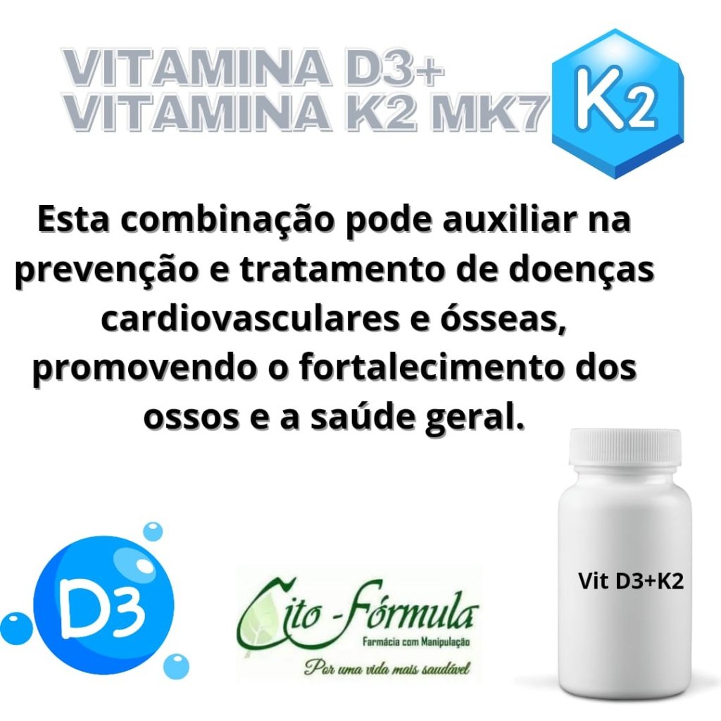 Vitamina D3+K2 (Mk-7) - 2000 UI 65 mcg - 60 Cápsulas