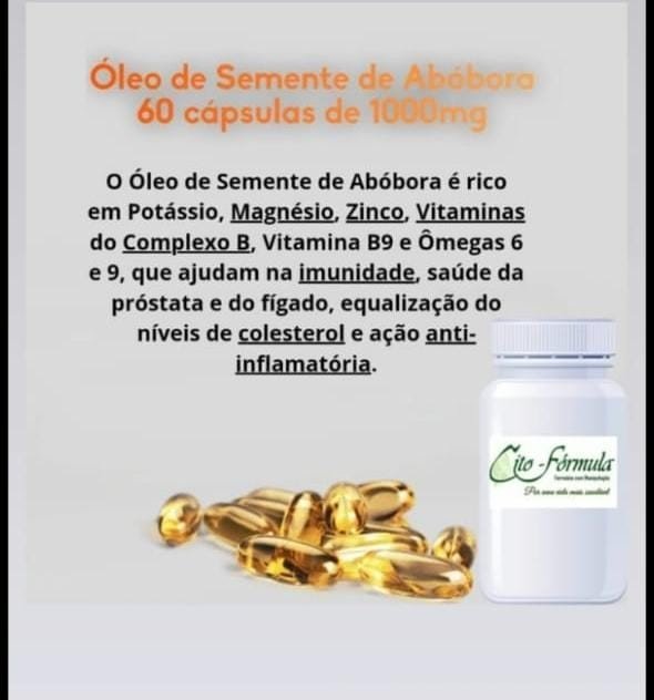Óleo de Semente de Abóbora 1000mg 60 Cápsulas