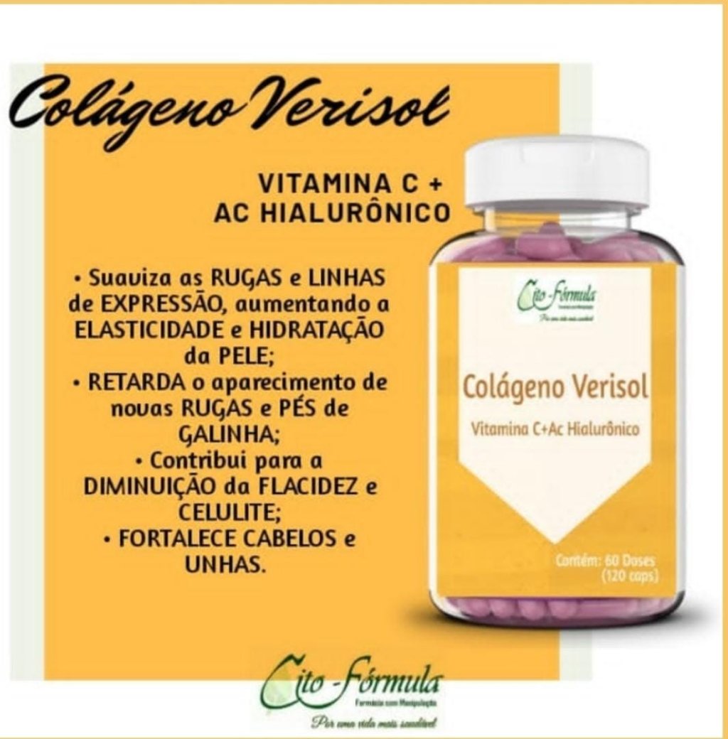 Colágeno Verisol+ Vitamina C + Acido Hialurônico 60 doses (120 cápsulas)