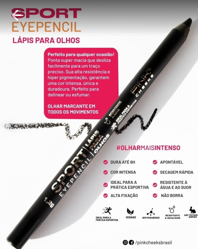 Lápis de Olho Pink Cheeks Sport Eyepencil - Preto