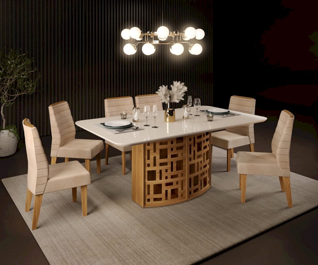 Mesa de Jantar Kali 6 Cadeiras Ondina SR