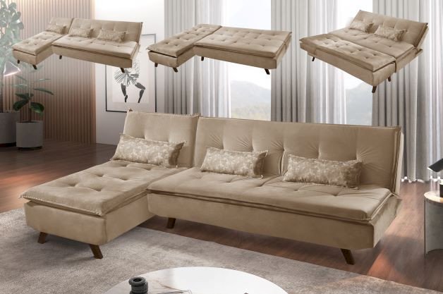 Sofá Cama Milano com Chaise SR