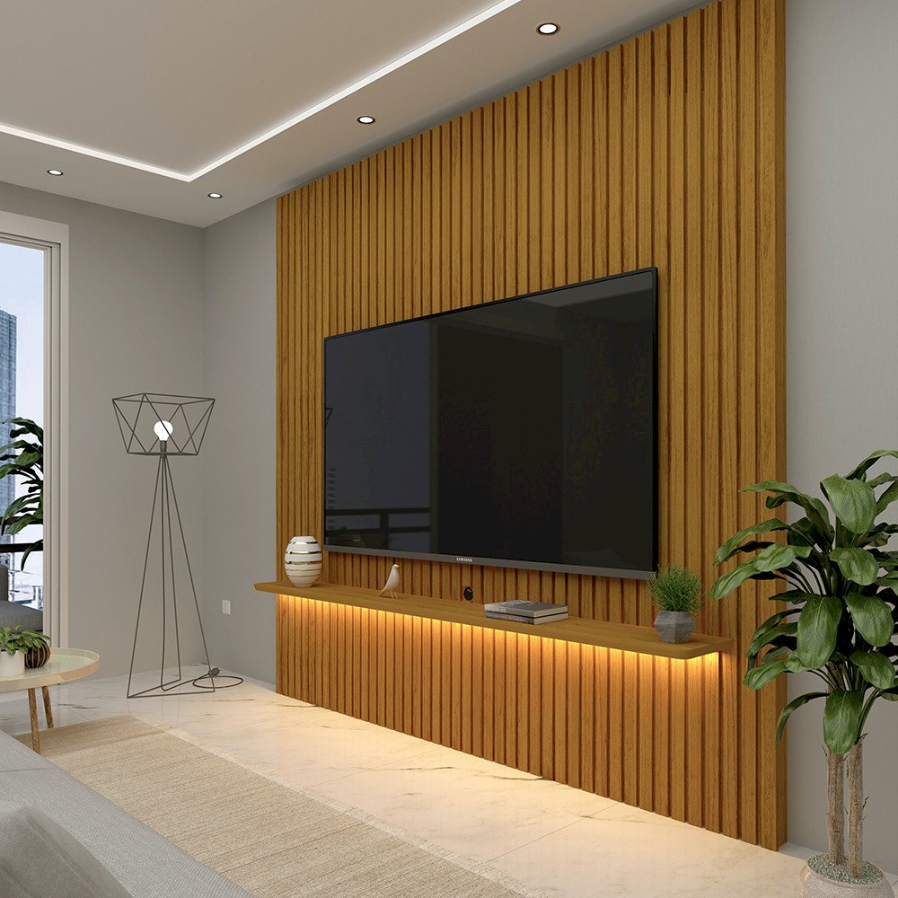 Painel Nobre Ripado 1,85m com LED pata Tv até 75
