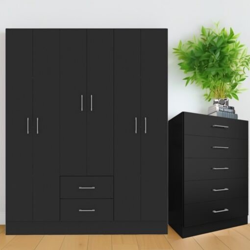 Guarda-Roupa 6 Portas Jamaica 6002 + Cômoda 5 Gavetas Aruba TT