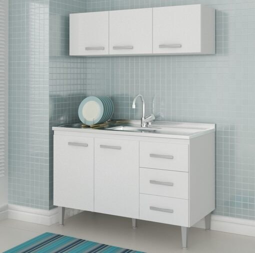 Armário Aéreo 3 portas Ipanema + Balcão(Tampo Comum)Copacabana TT