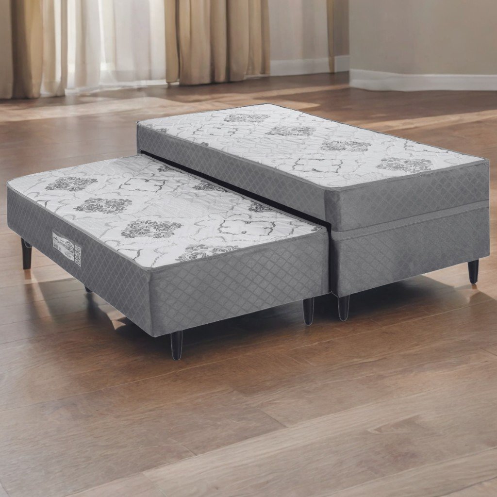 Cama Box Solteiro com Auxiliar Prestige D28 Molas Ensacadas TT