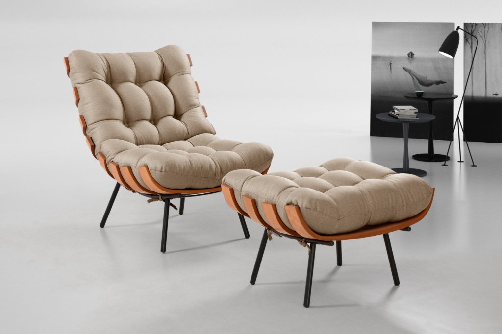 Poltrona Florenca com Puff Linho SR