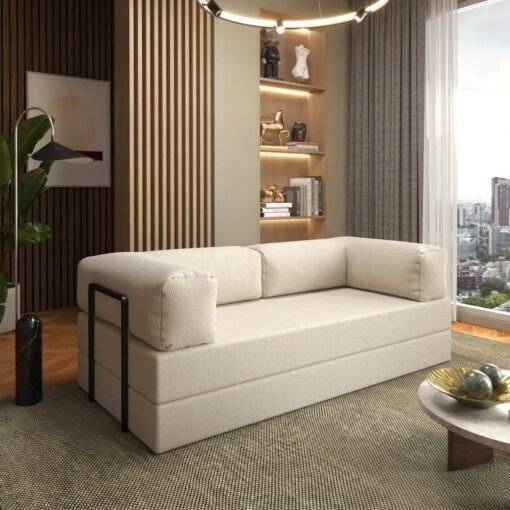 Sofá Cama Light 1,80 m (Expansível) Bouclé Bege 07 – PLUFF SOFÁ NA CAIXA TT