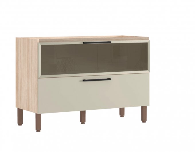Balcão 1200 1 porta vidro e 1 gaveta VivConcept SR