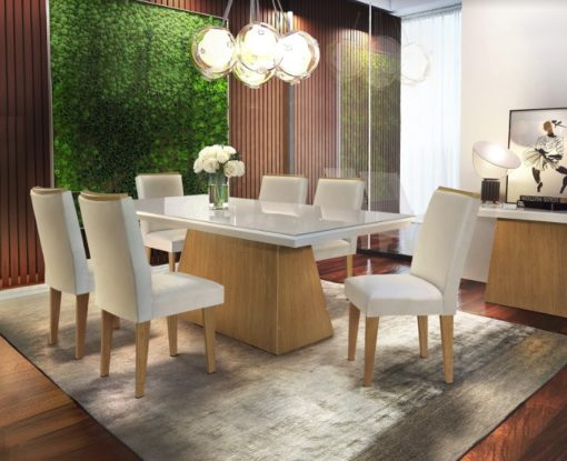 Mesa de Jantar New Luna 6 Cadeiras PR/SR