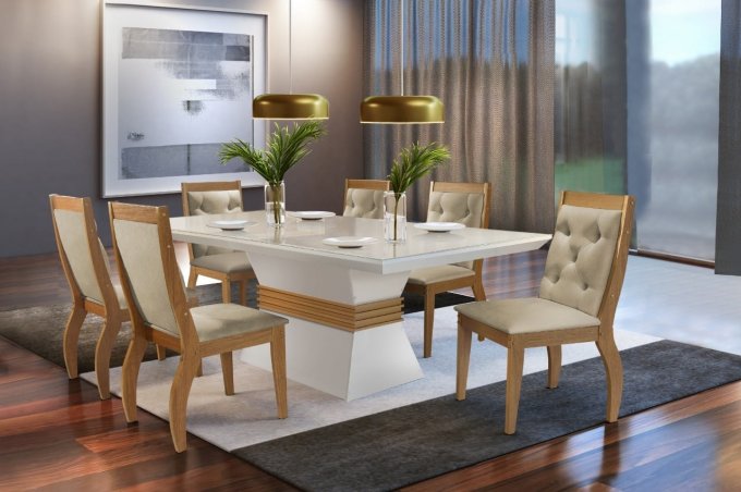 Mesa de Jantar  Agatha 6 cadeiras SR