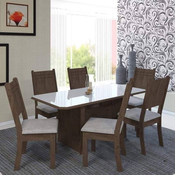 Mesa 6 Cadeiras New Charm PRLD