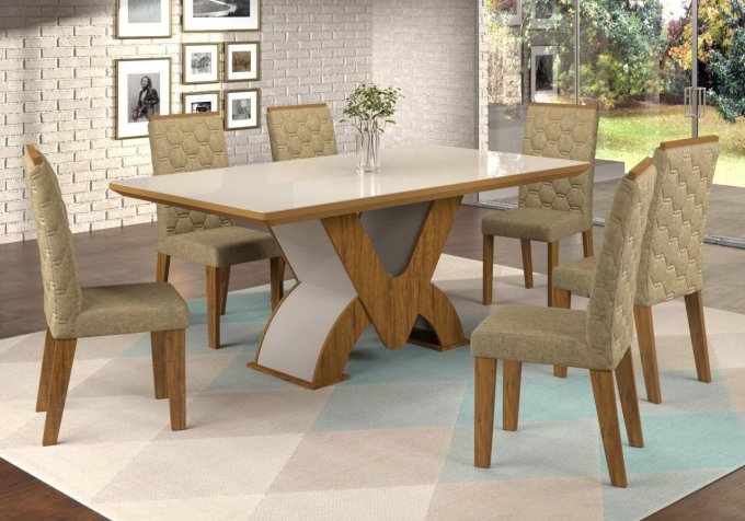Mesa Vivara com 6 Cadeiras Havana SRMR