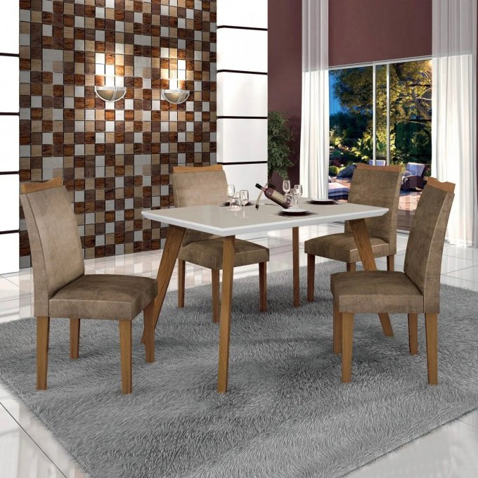 Mesa 4 Cadeiras Lavínia 90X90 PR