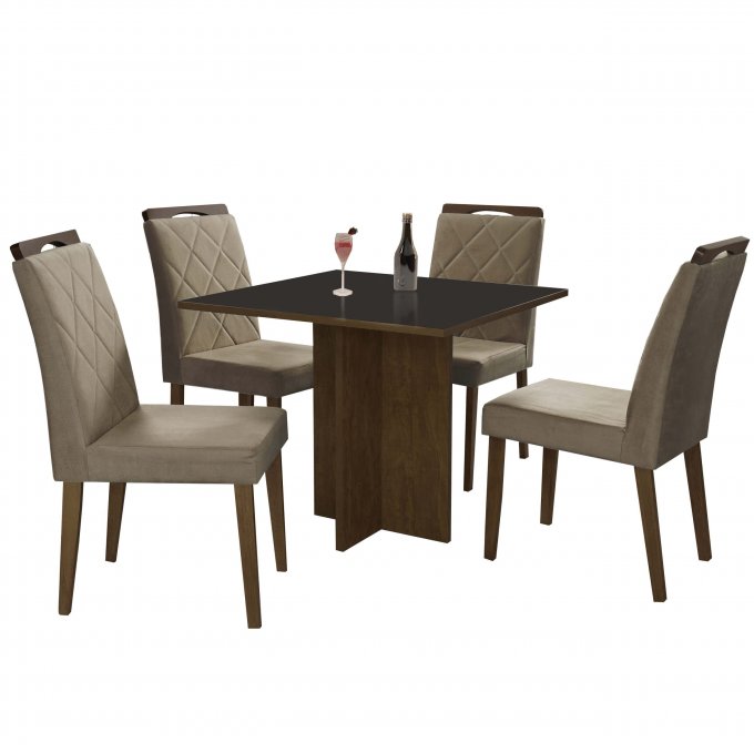 Mesa Los Angeles com 4 cadeiras 120x80 PRRN