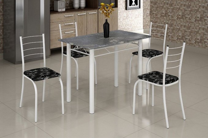 Conjunto de Mesa Rio com 4 cadeiras 100x60 PR/SR/NS