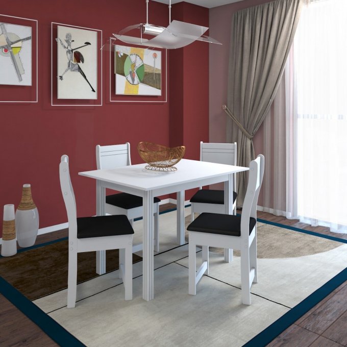 Conjunto de Mesa 4 Cadeiras Dallas PR/SR
