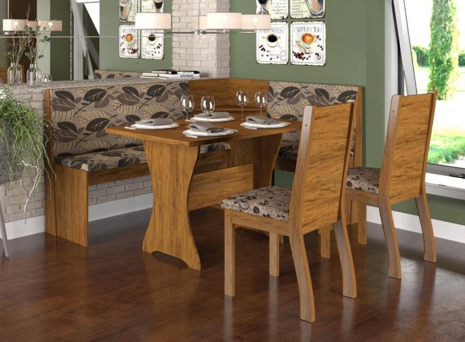 Mesa Canto Golden com 2 Cadeiras Nápoli SRMR