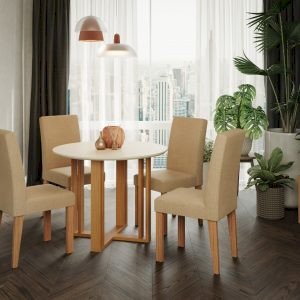 Mesa Flora Tampo Redondo 4 cadeiras Maya TR 