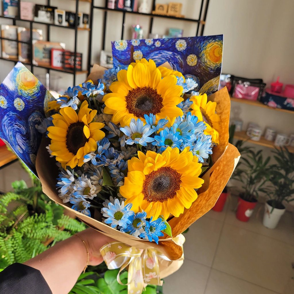 Floral com 6 Girassóis e Margaridas Van Gogh