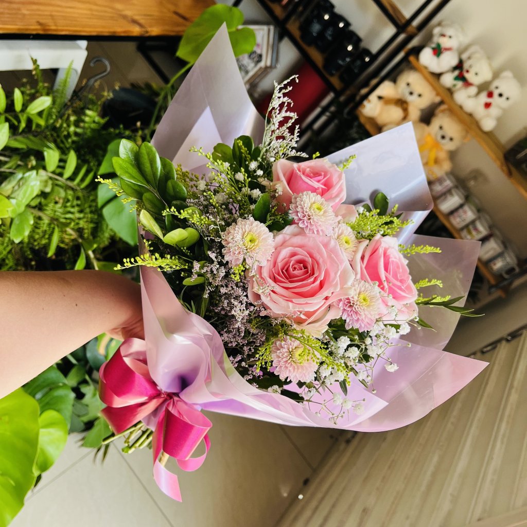 Ramalhete 3 Botões Rosa 