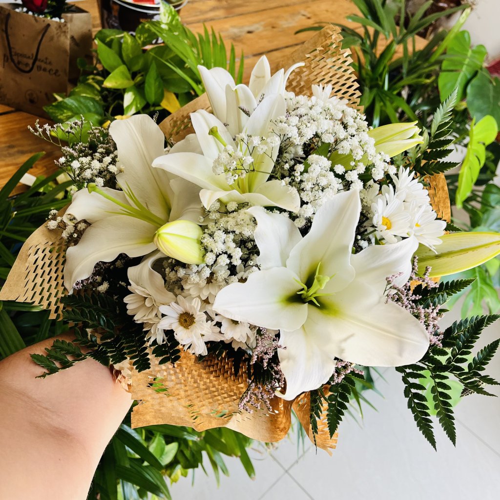 Ramalhete Lírios e Margaridas Branco 