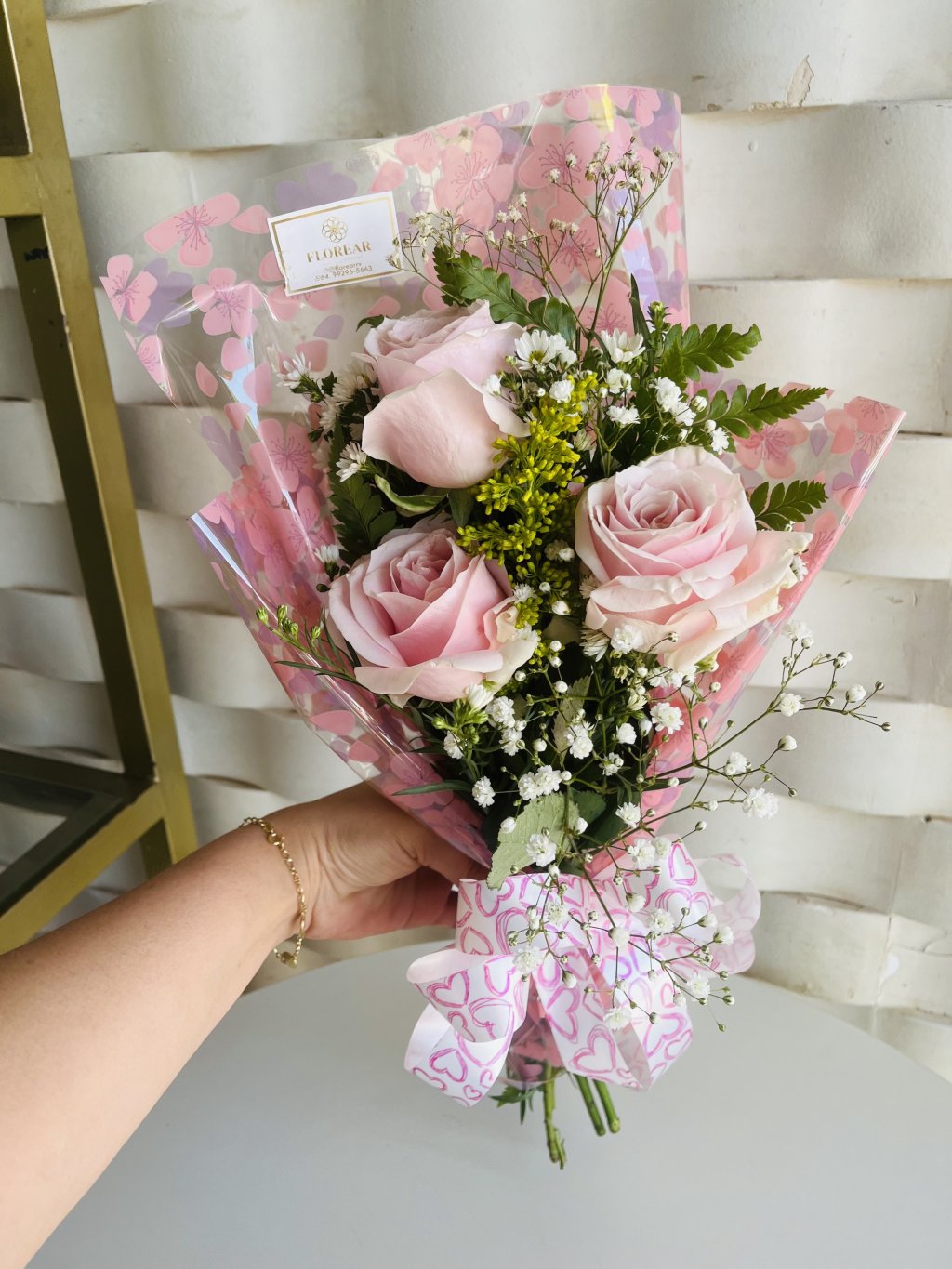 Buquê 3 rosas Cor de Rosa