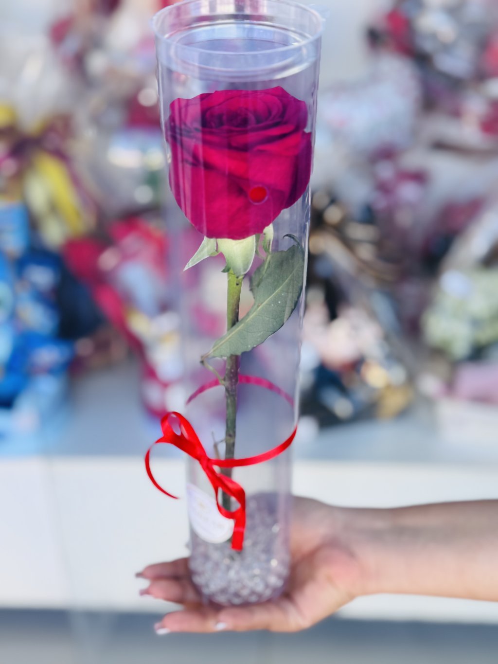 Rosa no tubo 