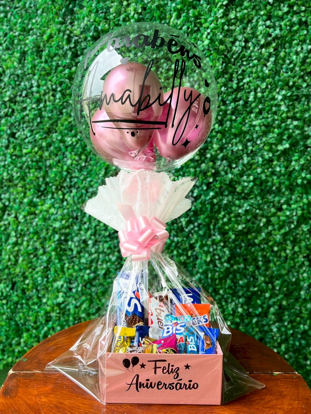 Caixinha  Rosa com balão Bublle