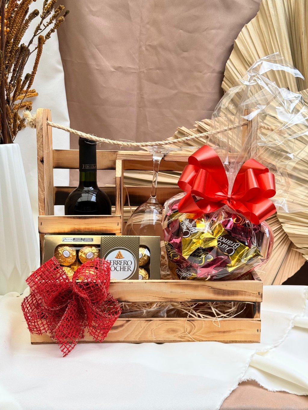 Porta vinho com chocolates 🍷🍫
