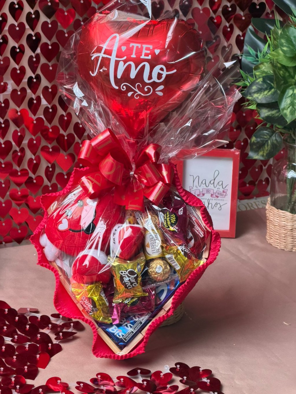 Coração de Chocolate com Chambinho e balão
