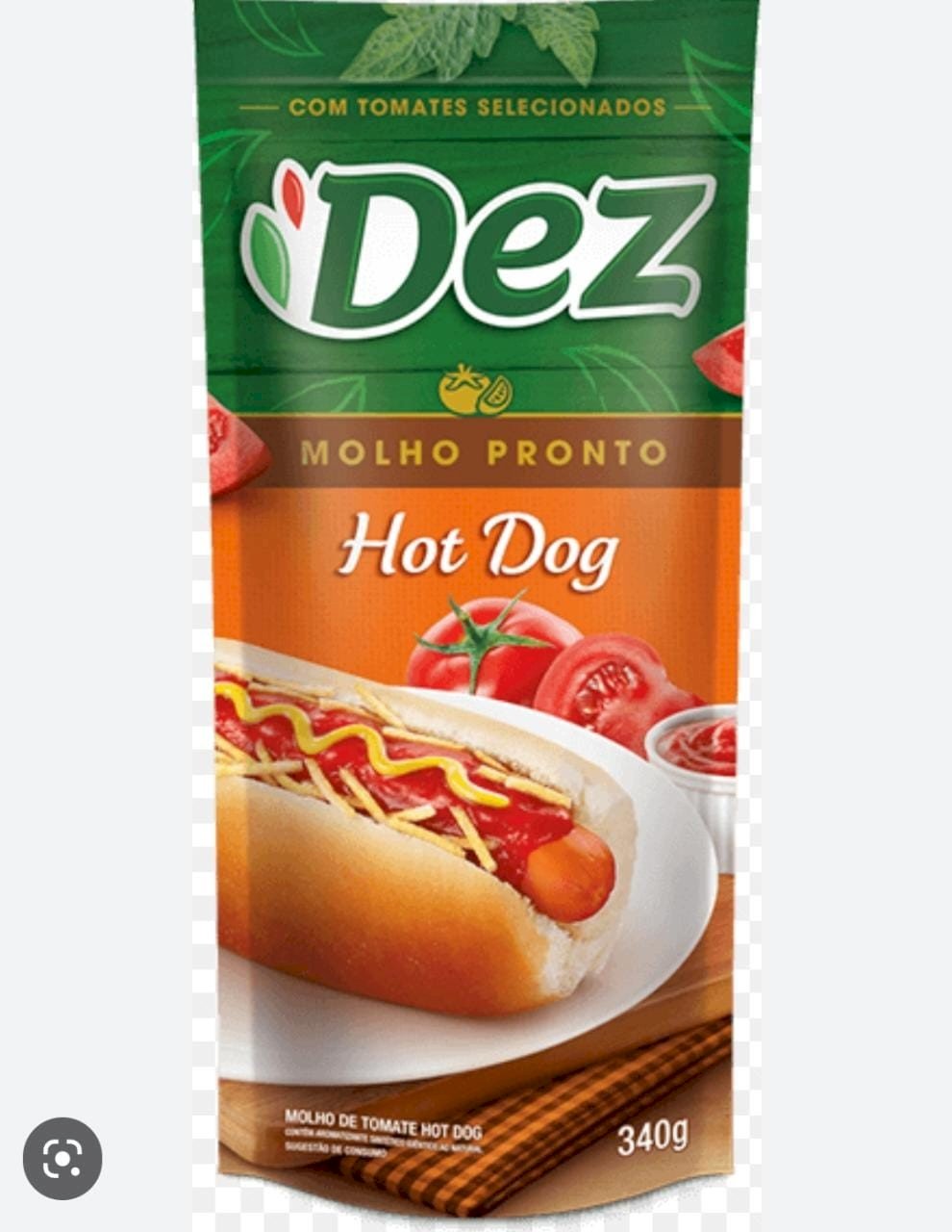 MOLHO DE TOMATE DEZ HOT DOG 340g