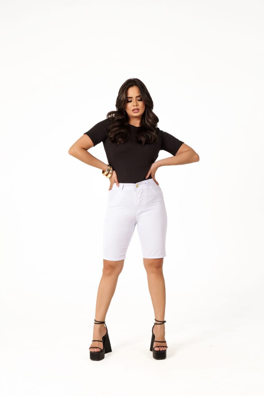SHORT PEDAL BRANCO C/ LYCRA