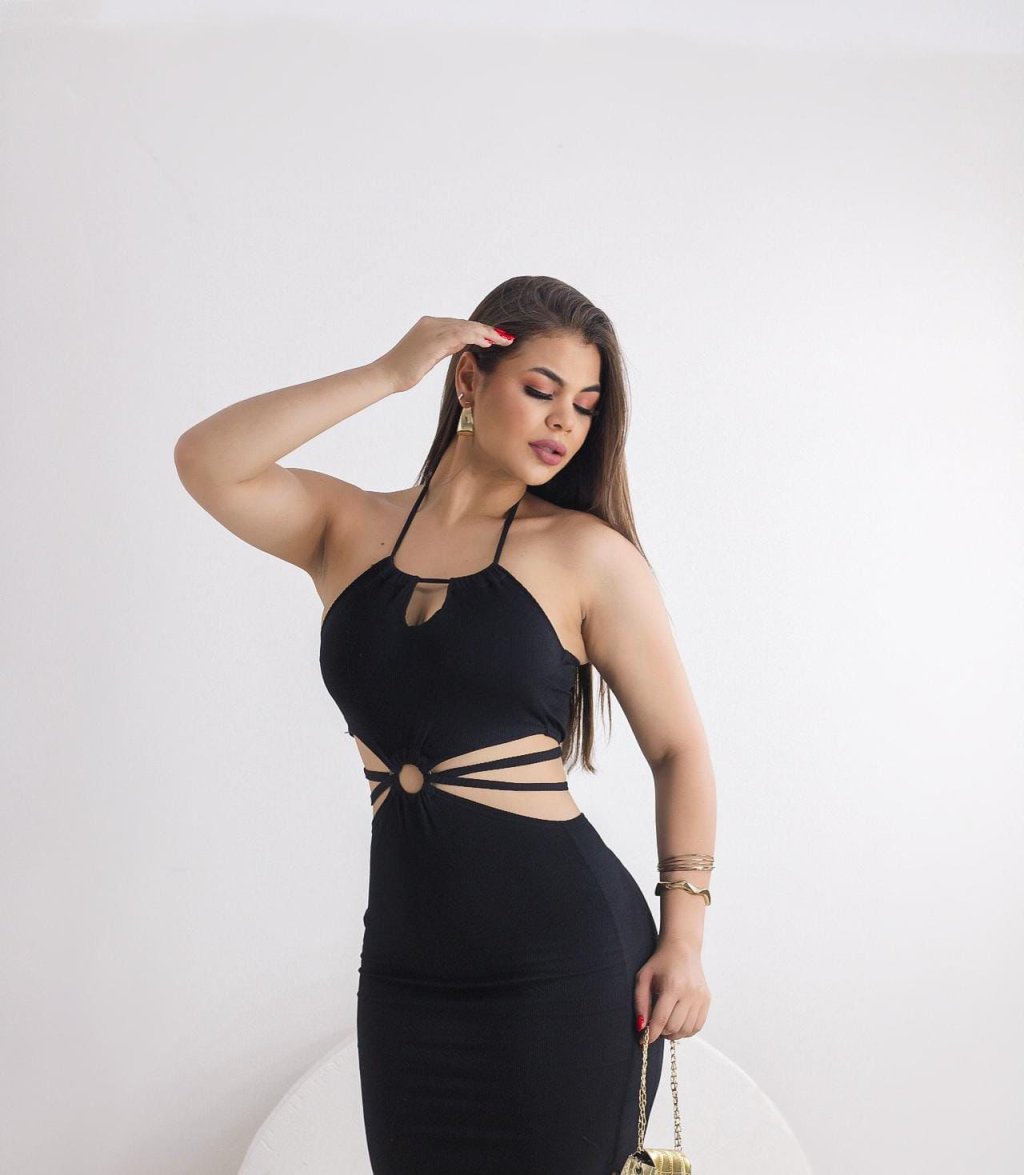 Vestido Abertura Canelado REF: 1717