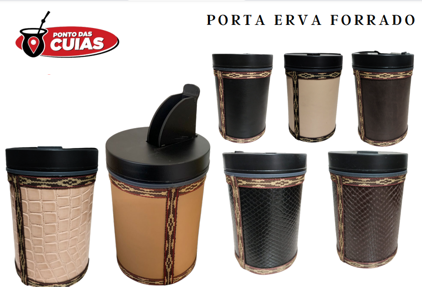 Porta Erva-mate Forrado em Courino 250g
