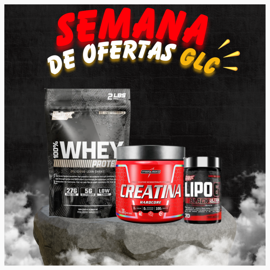 Promoção Semanal - Combo Whey Nutrex 900g + Creatina Integral 300g  + Lipo 6 Ultra Conc. 30caps