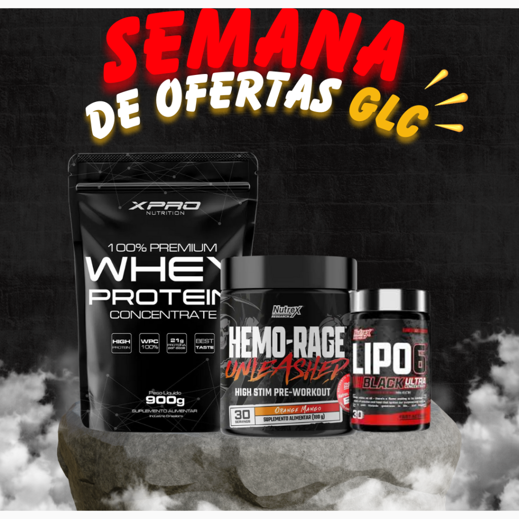Promoção Semanal - Combo Whey Xpro 900g + Hemo Rage Nutrex + Lipo 6 Ultra Conc. 30caps