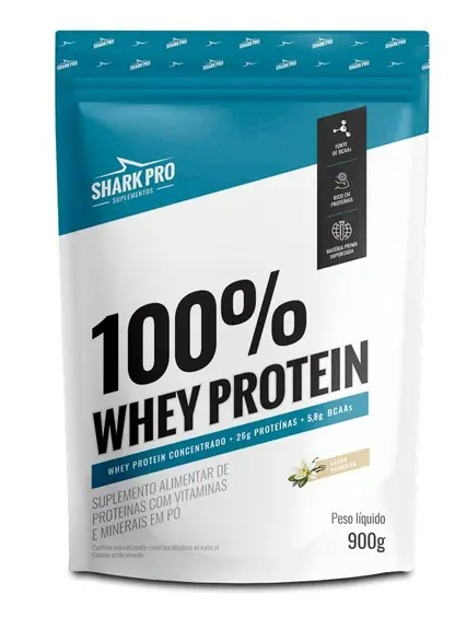 Whey Protein 100% Whey Refil 900g Sabor Baunilha Shark Pro
