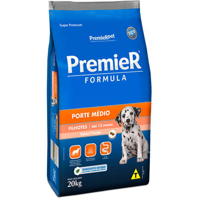Racao Premier Filhotes Racas Medias para Caes Sabor Frango - 20kg