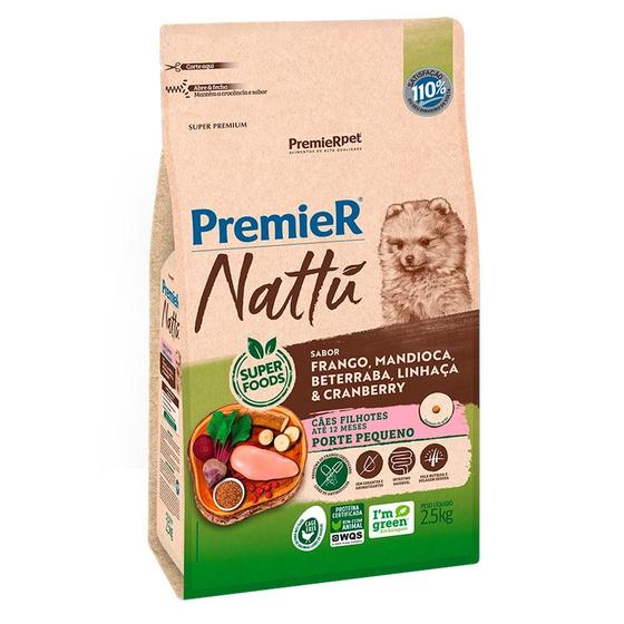 PREMIER NATTU CAES FILH RACAS PEQ MANDIOCA 2,5 KG